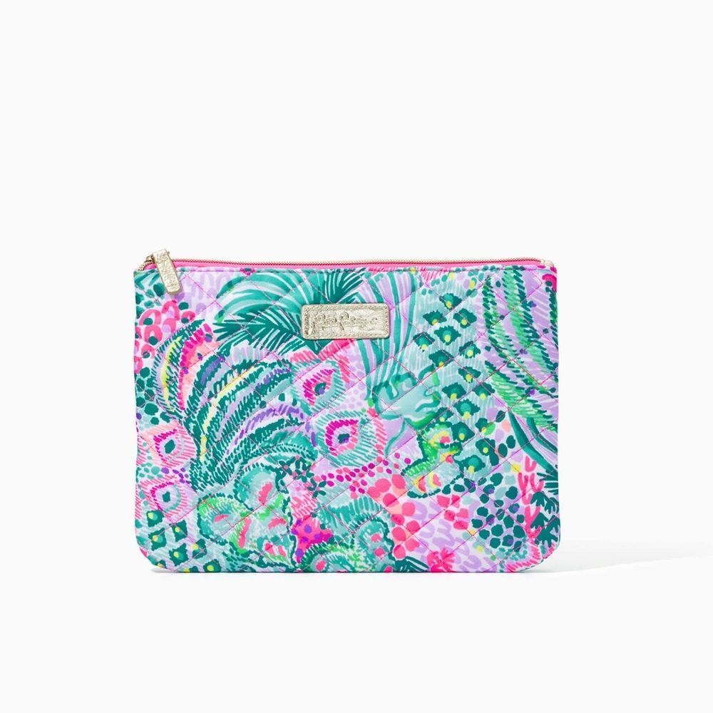 NWOT Lilly Pulitzer New Bright Floral Zip Top Quilted Pouch